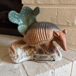 Jim Beam ceramic armadillo and cactus decanter